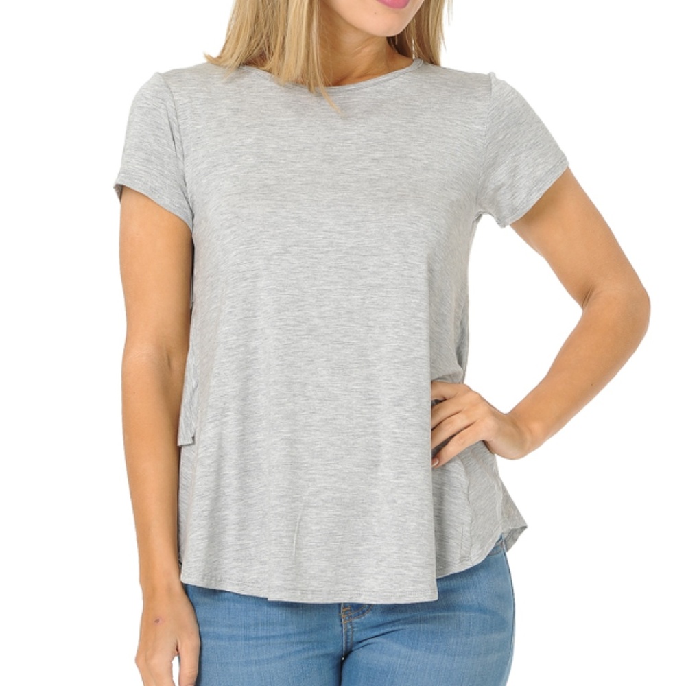 SHORT SLEEVE TOP WITH BACK RUFFLE - Picture 2 of 4